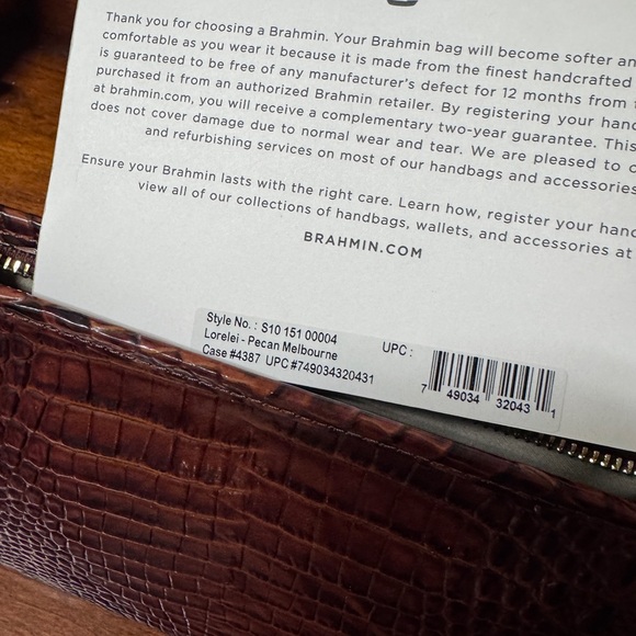 Brahmin Croc-Embossed Shoulder Bag in Pecan - Picture 7 of 10